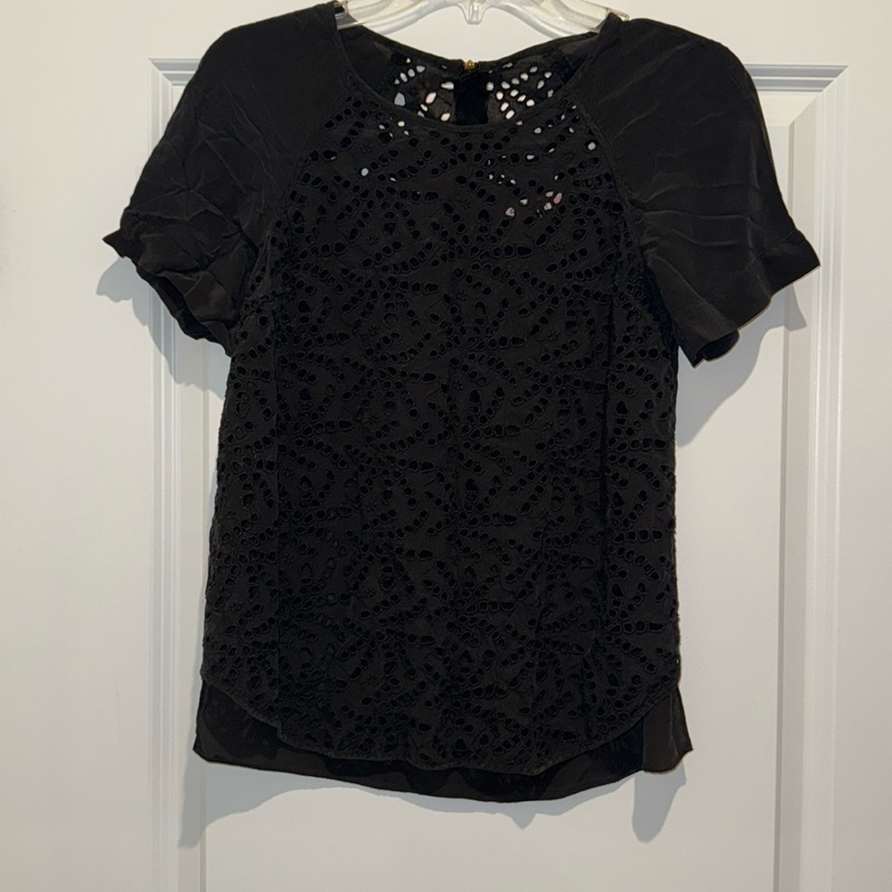 Rebecca Taylor Silk Eyelet Short Sleeve Blouse‎ Size 2